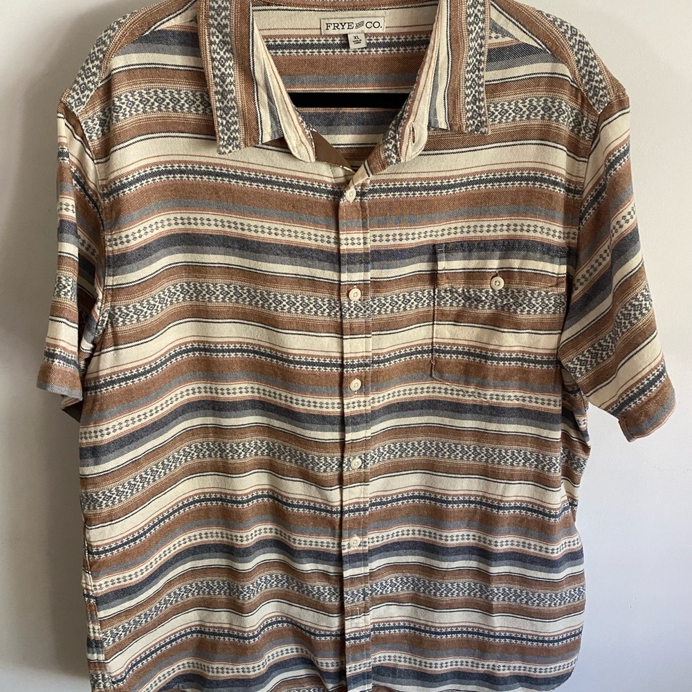 FRYE AND‎ CO. Multicolor Striped Casual Shirt Western